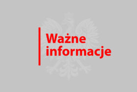 Godło Polski z czerwonym napisem ważne informacje