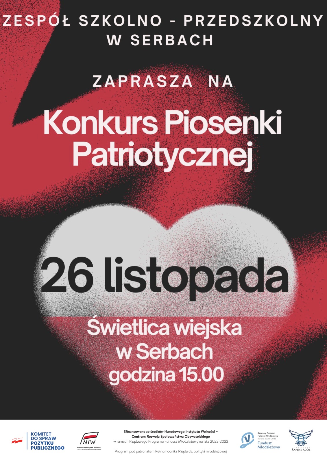 Plakat zaproszenie na Konkurs Pieśni Patriotycznej